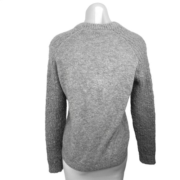 Theory Gray Wool Blend Fuzzy Knit Crewneck Long Sleeve Pullover Sweater Size S - Picture 2 of 4